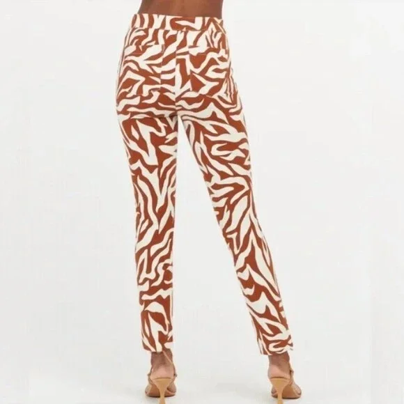 Spanx Stylish Brown and White Patterned Women's Pants Size M - Picture 2 of 5
